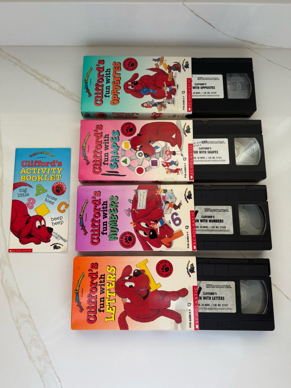 Clifford’s Fun with Letters, Numbers, Shapes, & Opposites VHS Set of 4 (1992)